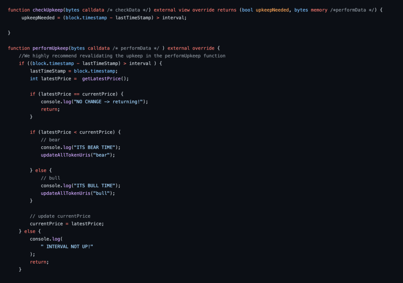 图 4，ChainlinkKeeper 的演示代码，数据来源：Github
