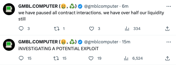 PeckShield：Arbitrum 原生 DEX GMBL.COMPUTER 签名密钥被泄露