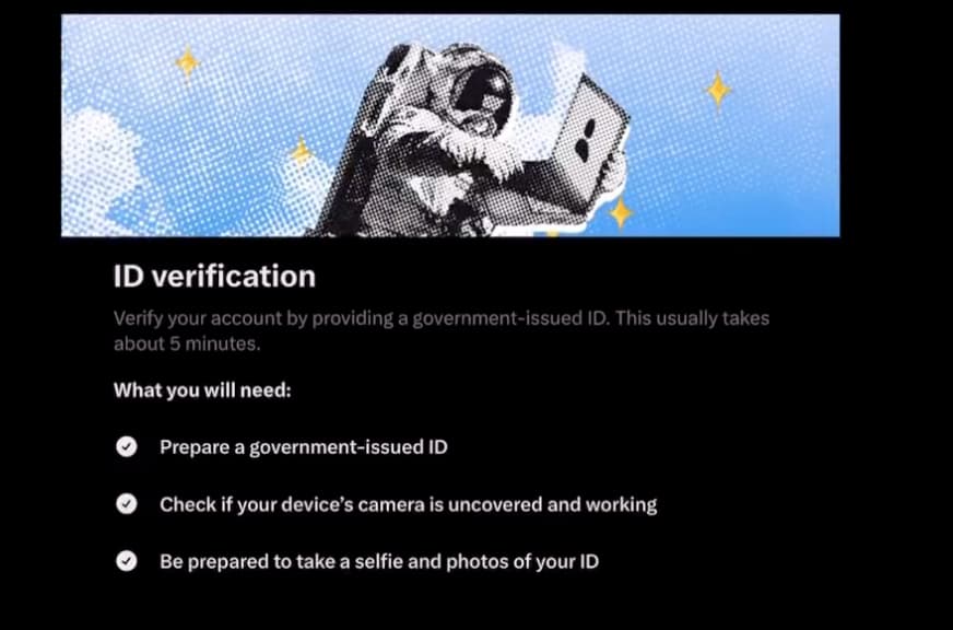 X 在网页版上推出新的身份验证功能 ID verification
