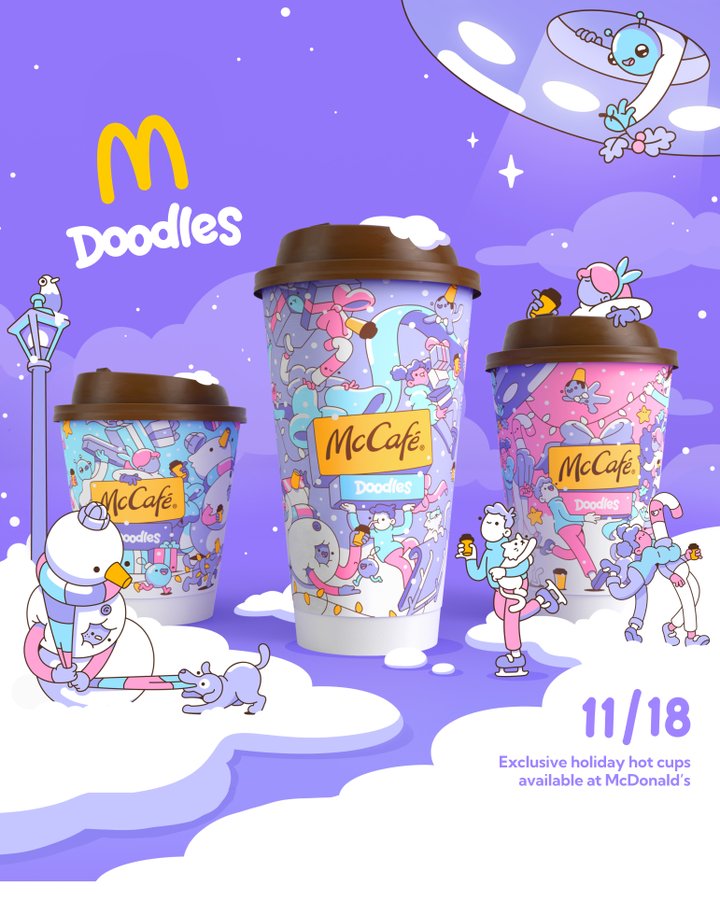 麦当劳推出 Doodles 联名咖啡和收藏品