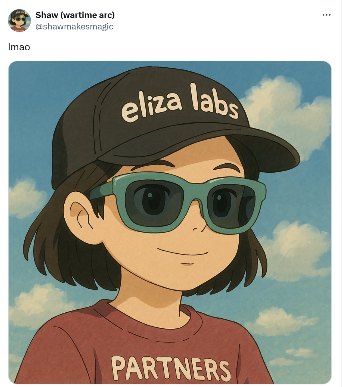 ai16z 创始人 Shaw 更换 Ghibli 元素头像